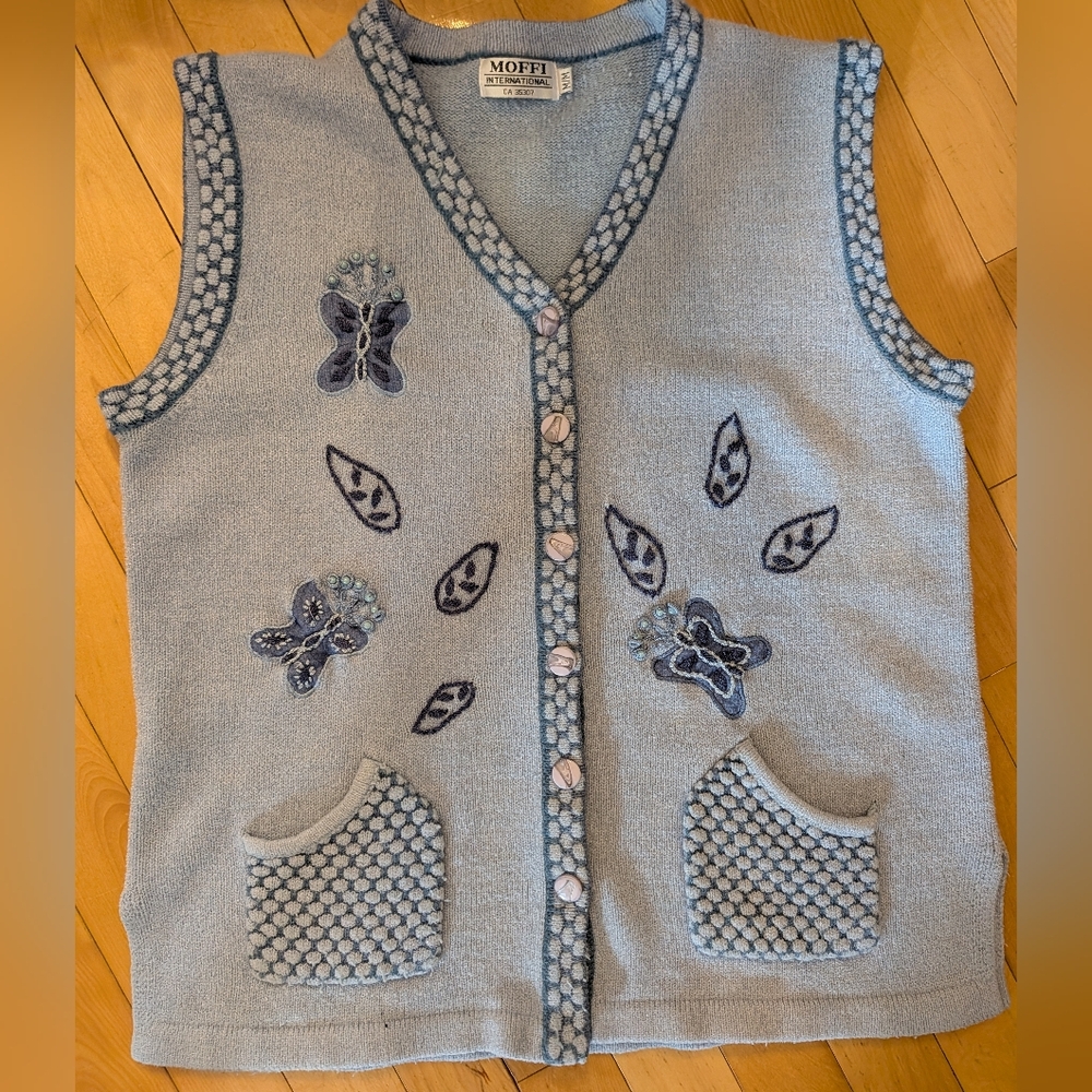 Vintage Moffi Embroidered Butterfly Vest